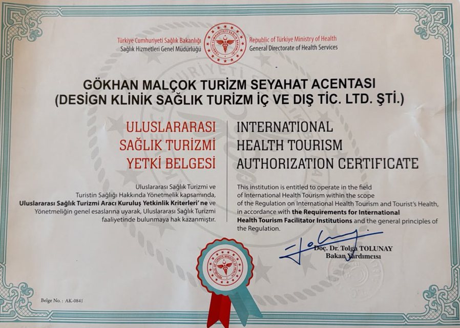 Uluslararası Sağlık Turizmi Yetki Belgesi, Belge No AK-0841